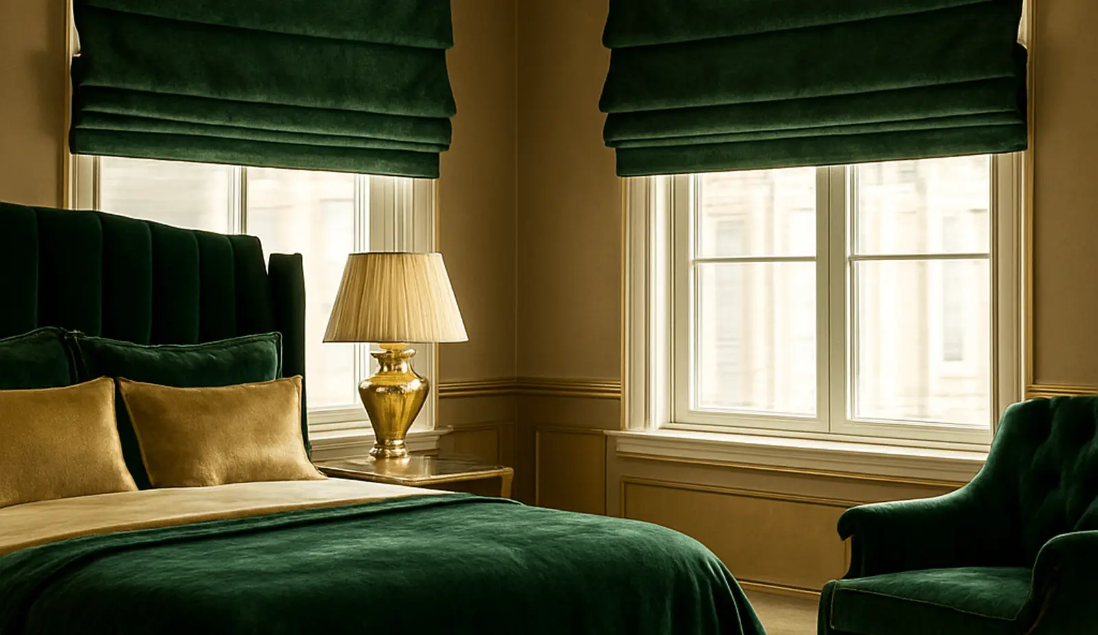 Rolety rzymskie w sypialni